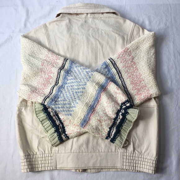 NWOT Free People Loose Thoughts Ivory Denim Jacket - Picture 10 of 15